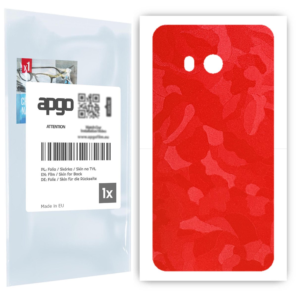 Folia naklejka skórka strukturalna na TYŁ do HTC U11 -  Moro | Camo Czerwony - apgo SKINS