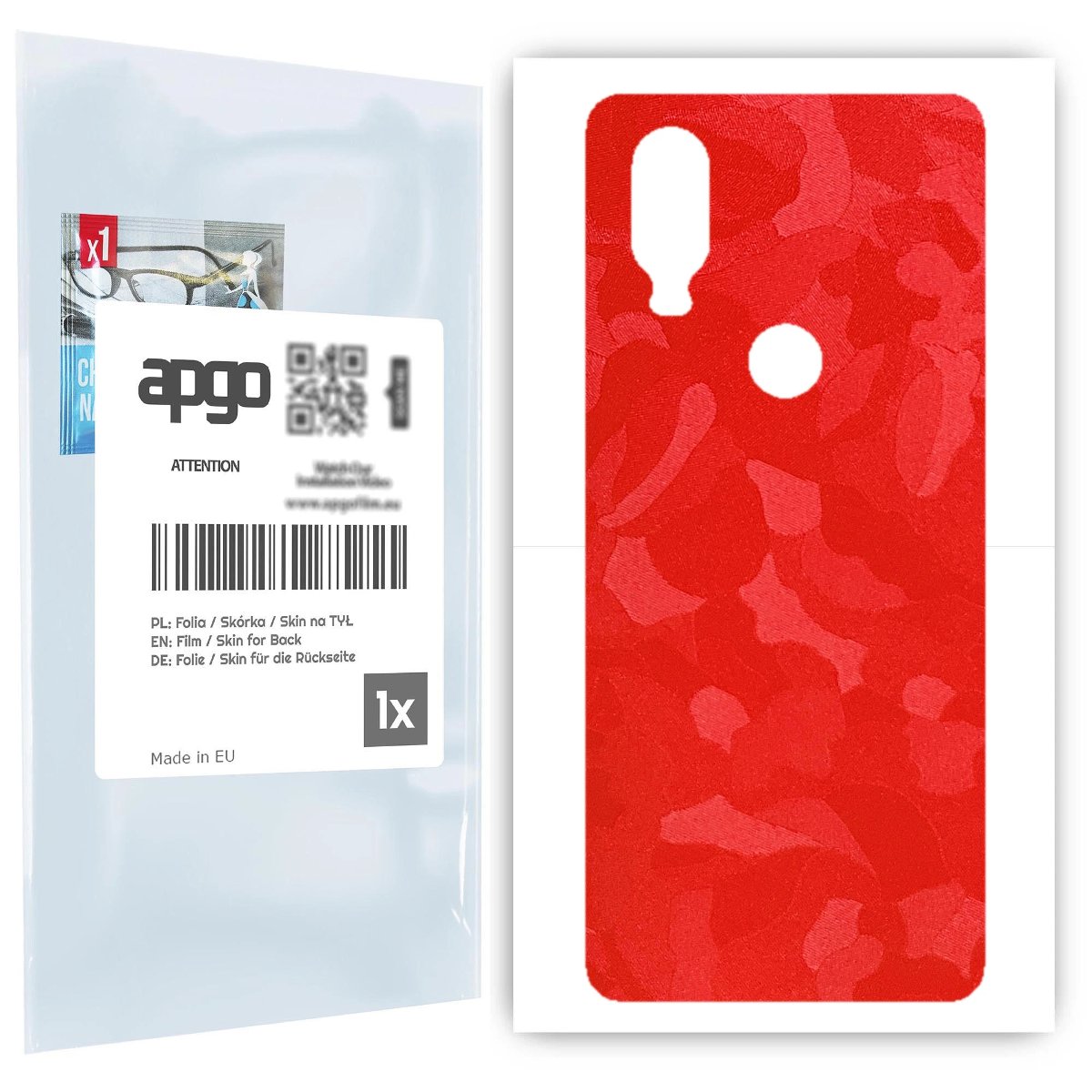 Folia naklejka skórka strukturalna na TYŁ do Motorola One Vision -  Moro | Camo Czerwony - apgo SKINS