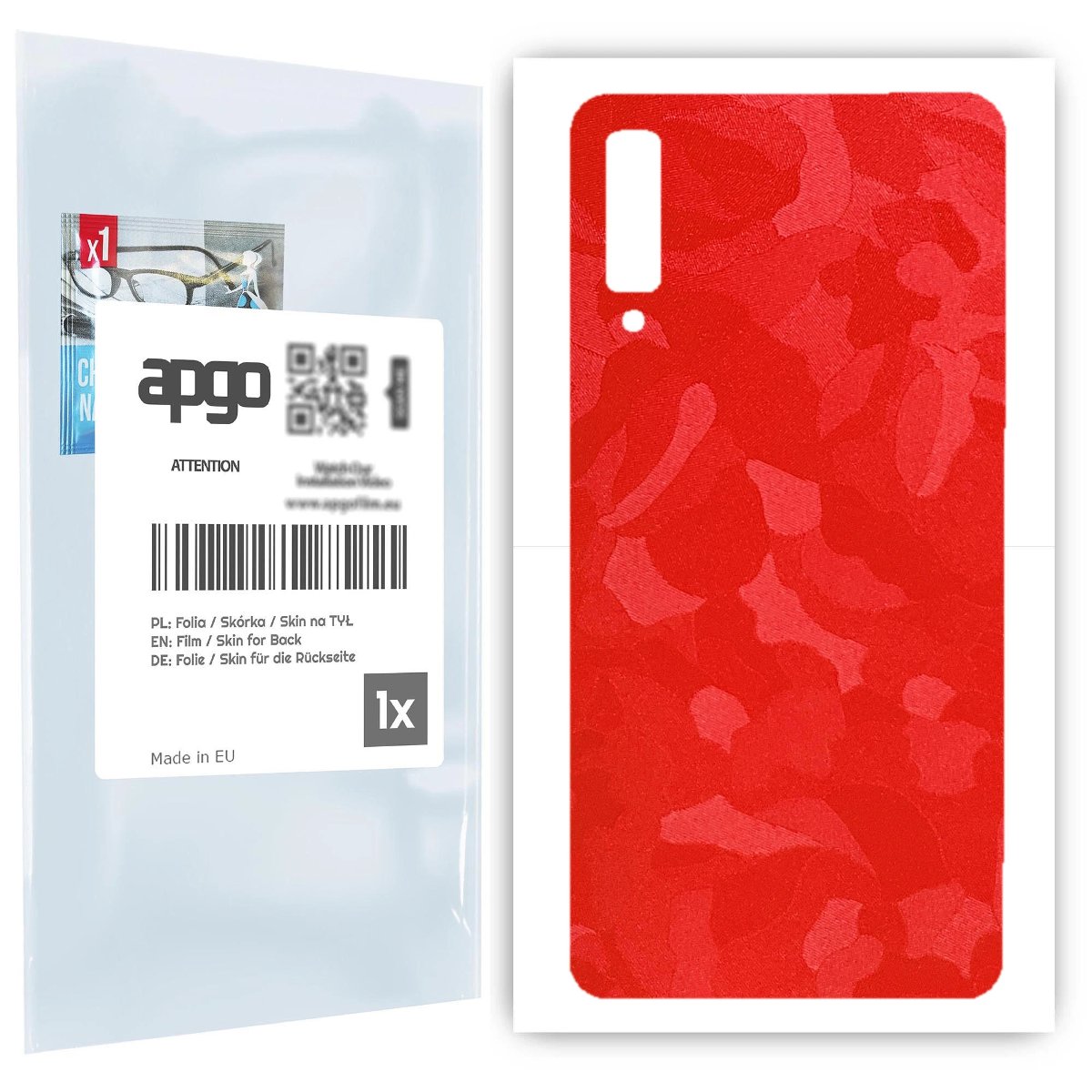Folia naklejka skórka strukturalna na TYŁ do Samsung Galaxy A7 (2018) -  Moro | Camo Czerwony - apgo SKINS