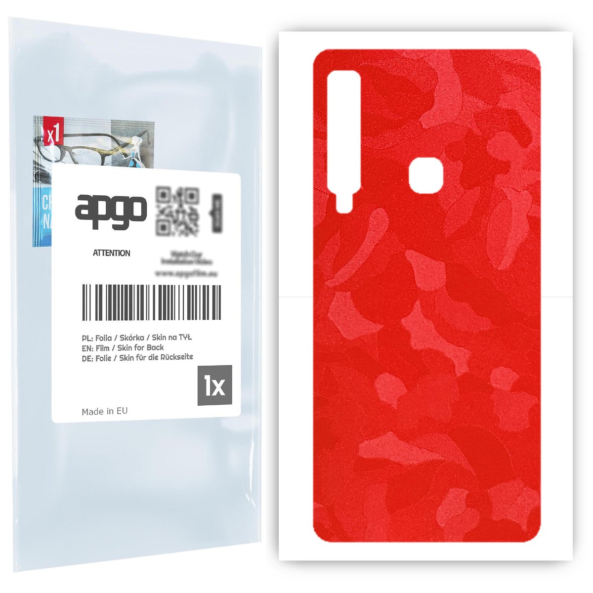 Folia naklejka skórka strukturalna na TYŁ do Samsung Galaxy A9 (2018) -  Moro | Camo Czerwony - apgo SKINS