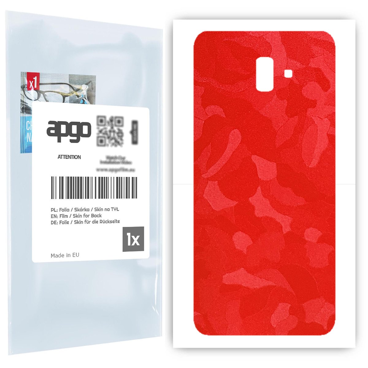Folia naklejka skórka strukturalna na TYŁ do Samsung Galaxy J6+ -  Moro | Camo Czerwony - apgo SKINS