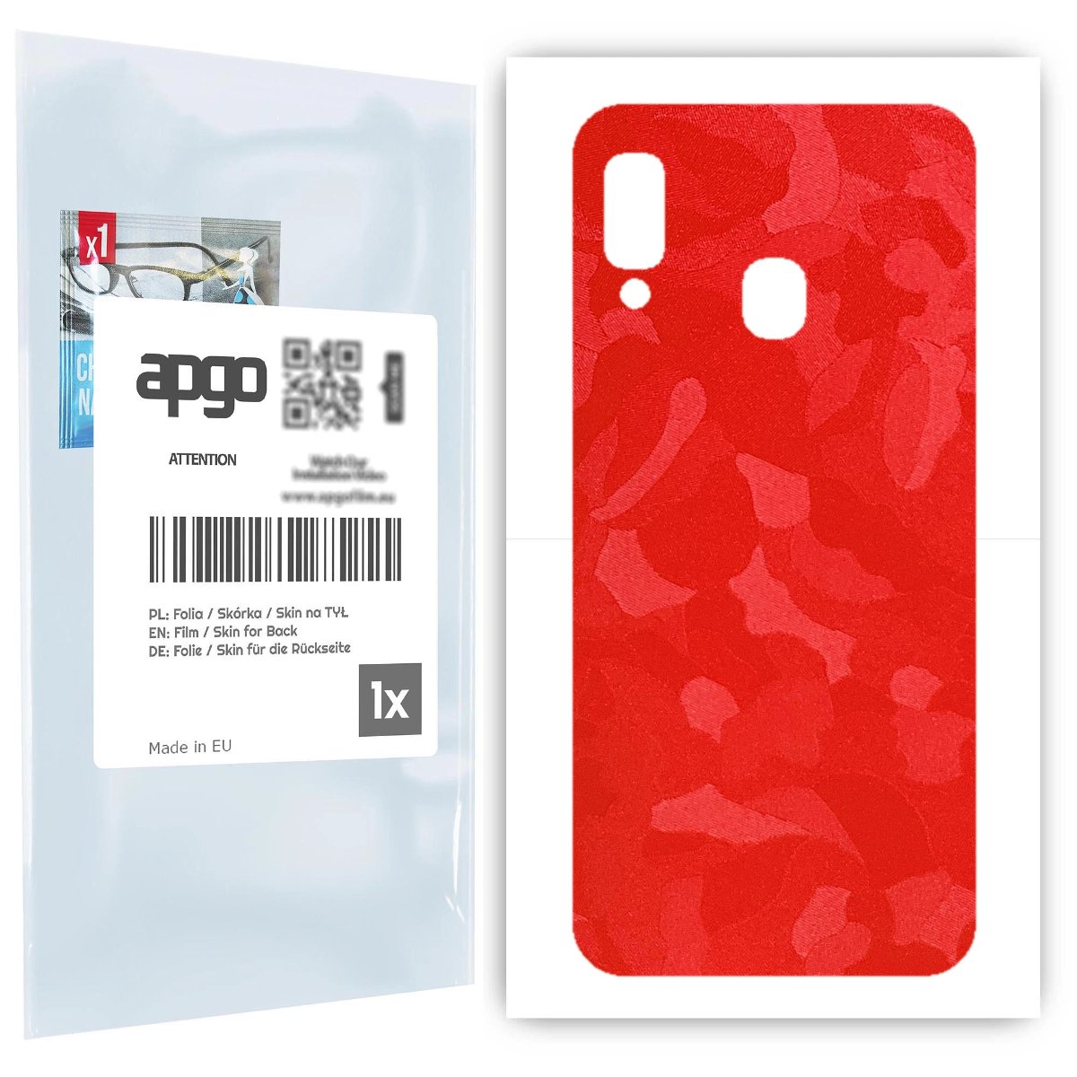 Folia naklejka skórka strukturalna na TYŁ do Samsung Galaxy A20e -  Moro | Camo Czerwony - apgo SKINS
