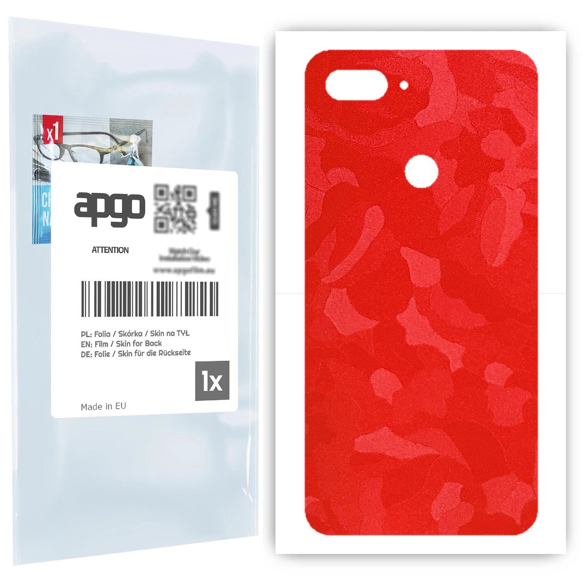 Folia naklejka skórka strukturalna na TYŁ do Xiaomi Mi 8 Lite -  Moro | Camo Czerwony - apgo SKINS