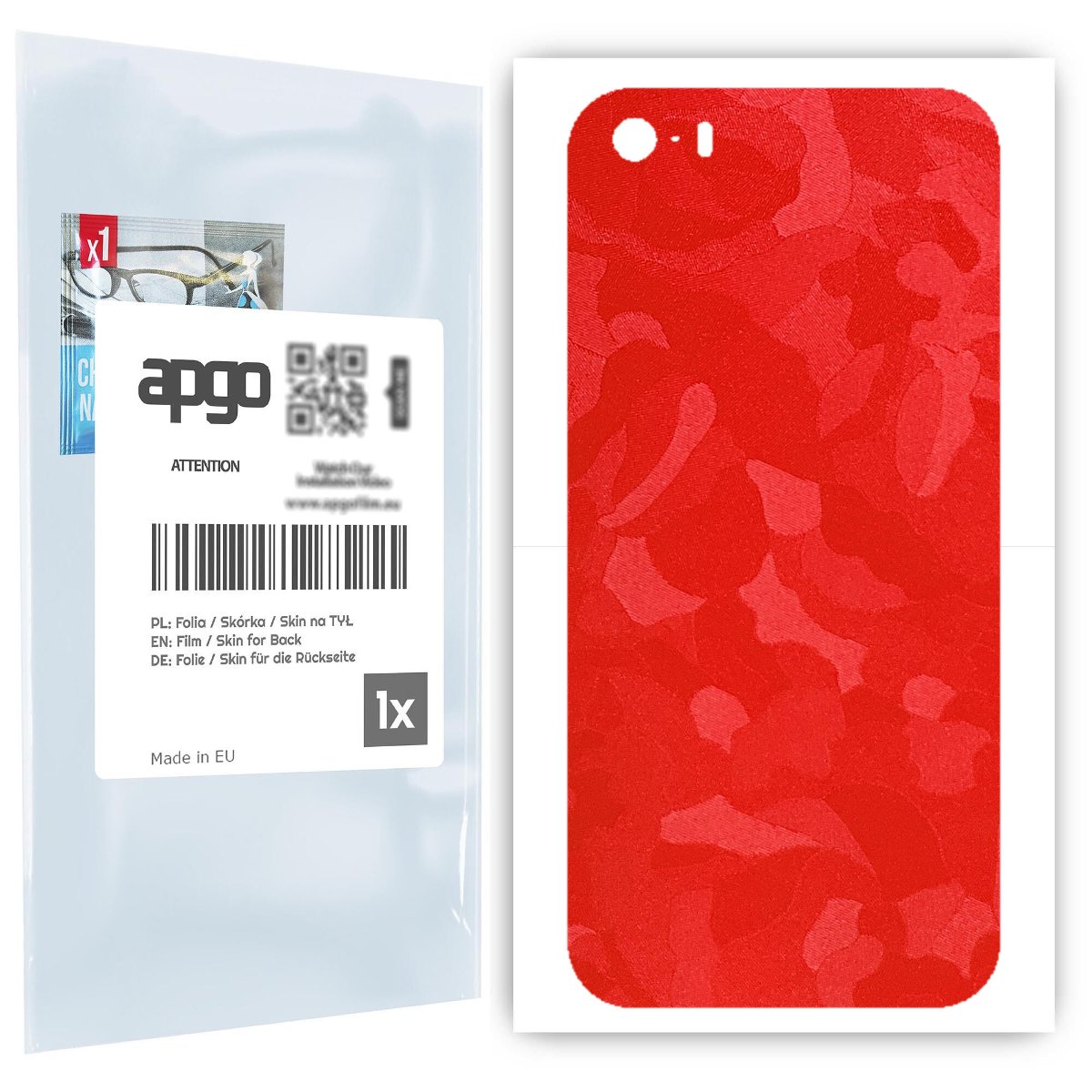 Folia naklejka skórka strukturalna na TYŁ do Apple iPhone 5 -  Moro | Camo Czerwony - apgo SKINS