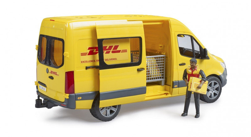 Bruder, MB Sprinter DHL z figurką kuriera i z akcesoriami, 02671