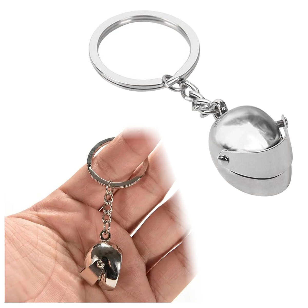 Brelok do kluczy KASK SREBRNY METALOWY zawieszka Oryginalny Prezent