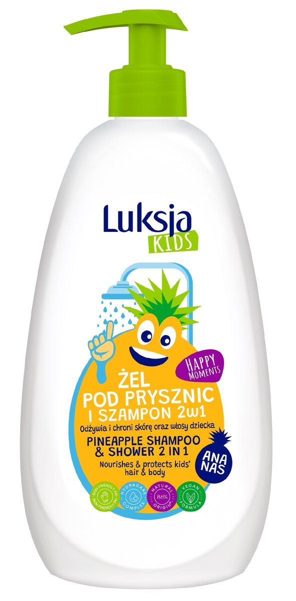 Luksja, Kids Żel pod prysznic i Szampon 2w1, dla dzieci, Ananas 500ml