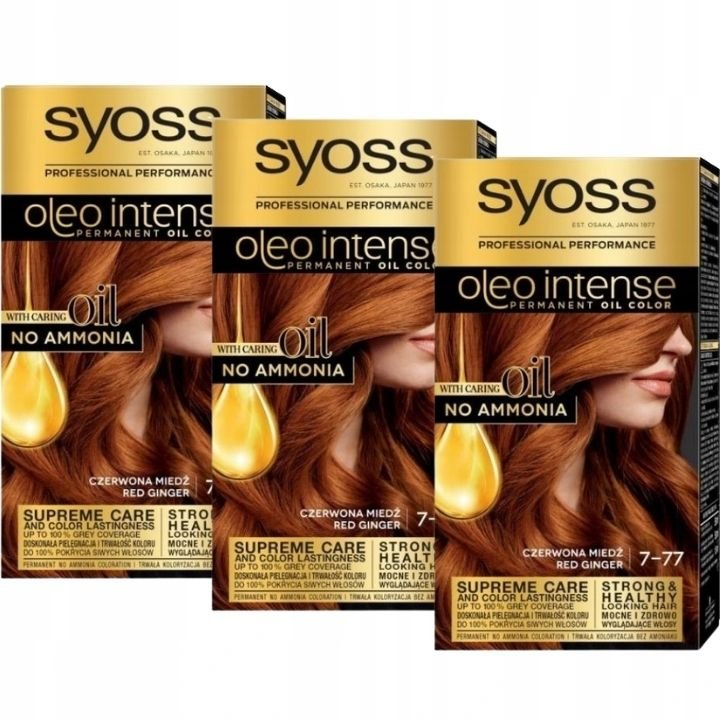 Syoss Oleo Intense Farba 7-77 Czerwona Miedź x3
