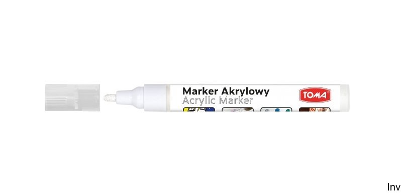 Marker Akrylowy, Fibrowa Końcówka Ścięta 2-5Mm,  Biały To-402 Toma