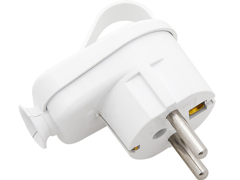 2387# Wtyczka wt-16u/z kątowa biała z uchem