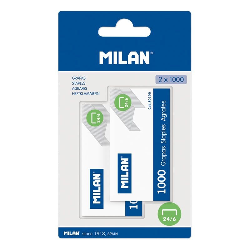 MILAN Zszywki metalowe 24/6 1000szt. 2 op. MILAN