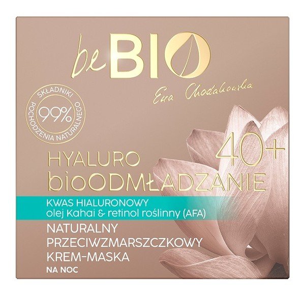 Bio BE BE EWA CHODAKOWSKA HYALURO bioODMŁADZANIE 40+ Naturalny krem-maska do twarzy na noc, 50ml