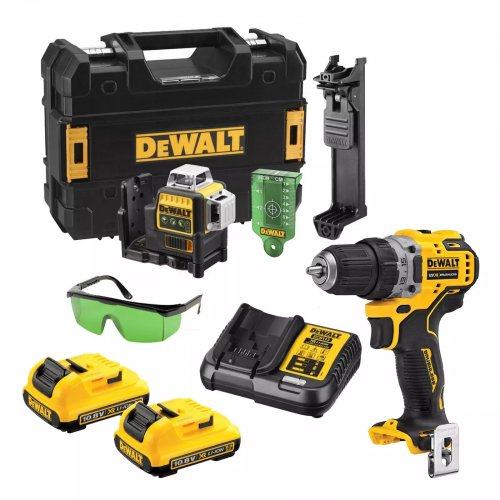 DeWALT akumulatorowy zestaw Combo DCD701 + DCE089 12V Li-Ion XR 2x2,0 Ah, kufer [DCK212D2T]