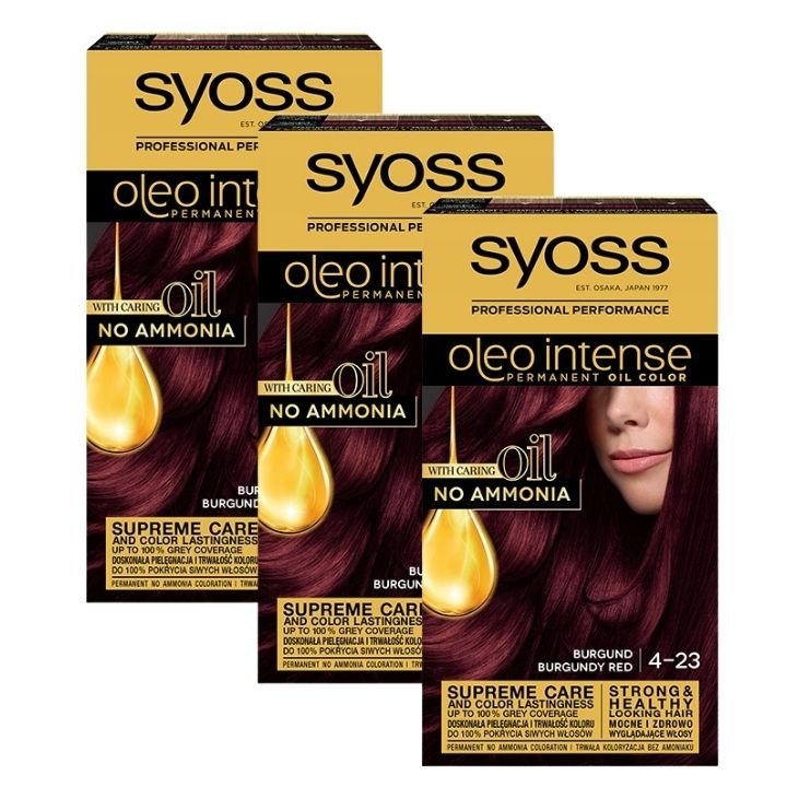 Syoss Oleo Farba do Włosów Burgund 4-23 x3