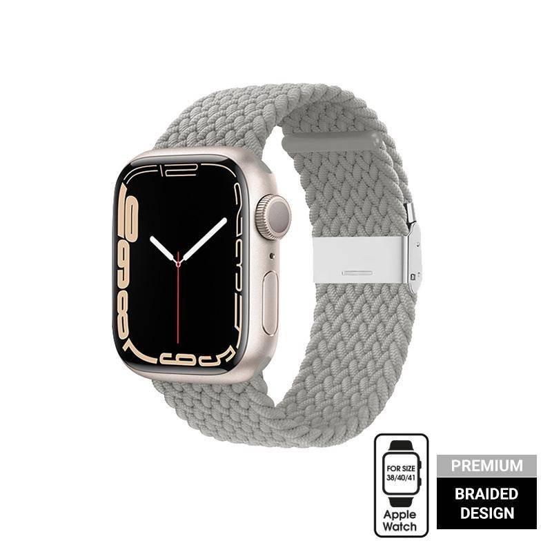 CRONG Pasek pleciony Wave Band do Apple Watch 38/40/41 mm (jasny szary)