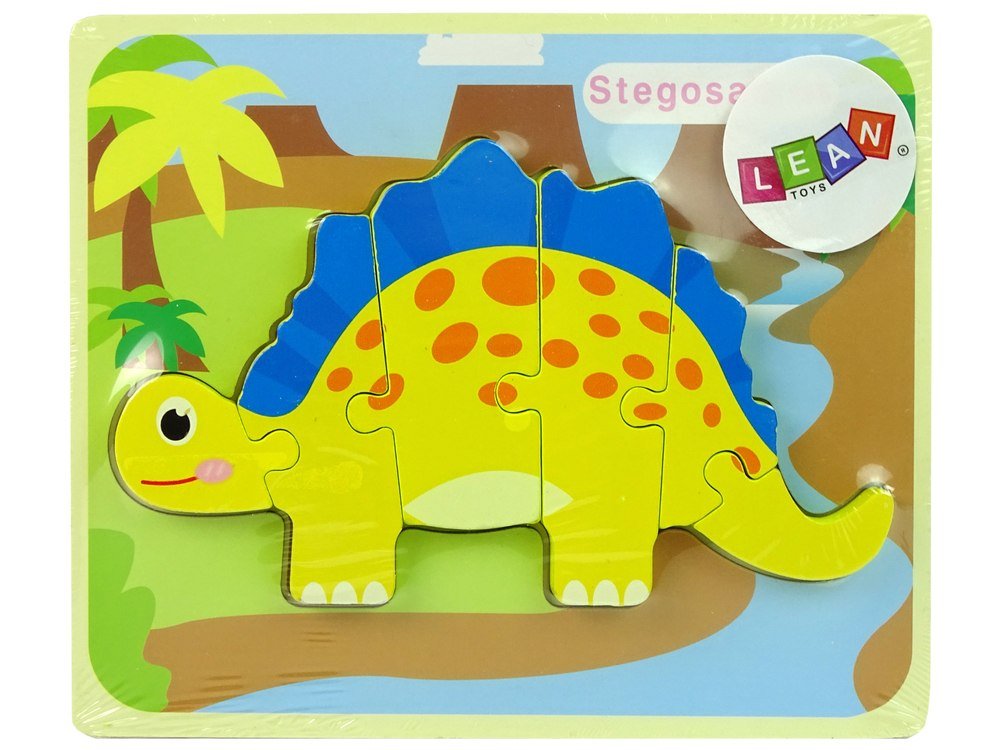 Import LEANToys Drewniane Puzzle Dinozaur Stegosaurus Żółty LT-10341-0