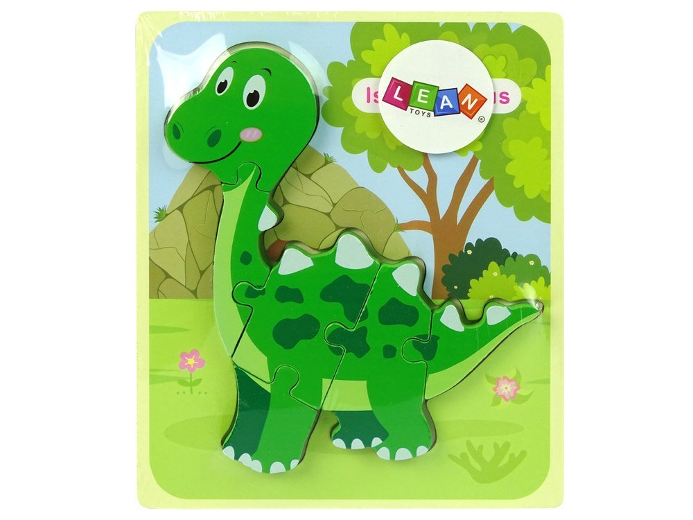 Import LEANToys Drewniane Puzzle Dinozaur Isanosaurus Zielony LT-10345-0