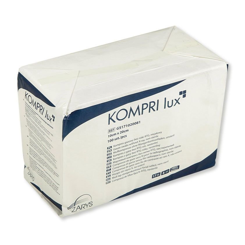 Zarys ZARYS KOMPRI lux-13N 8W 10cm x 10cm 100szt Kompres gazowy bez nitki RTG niejałowy TOW004865