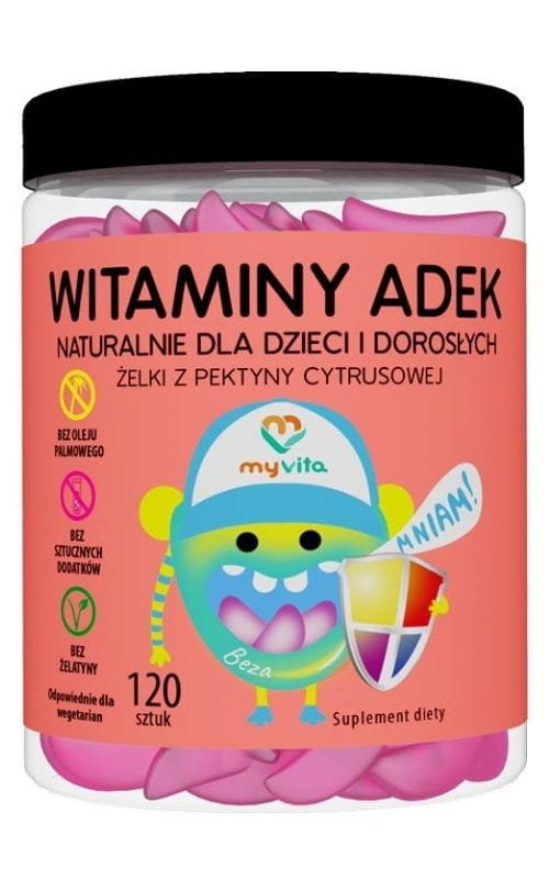 MyVita WITAMINY ADEK Naturalne Żelki z witaminami dla dzieci i dorosłych (120 szt) MV-294