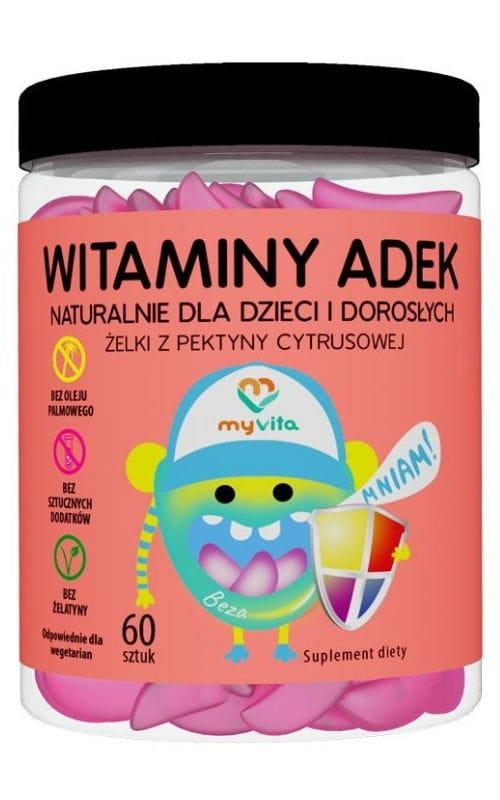 MyVita WITAMINY ADEK Naturalne Żelki z witaminami dla dzieci i dorosłych (60 szt) MV-295