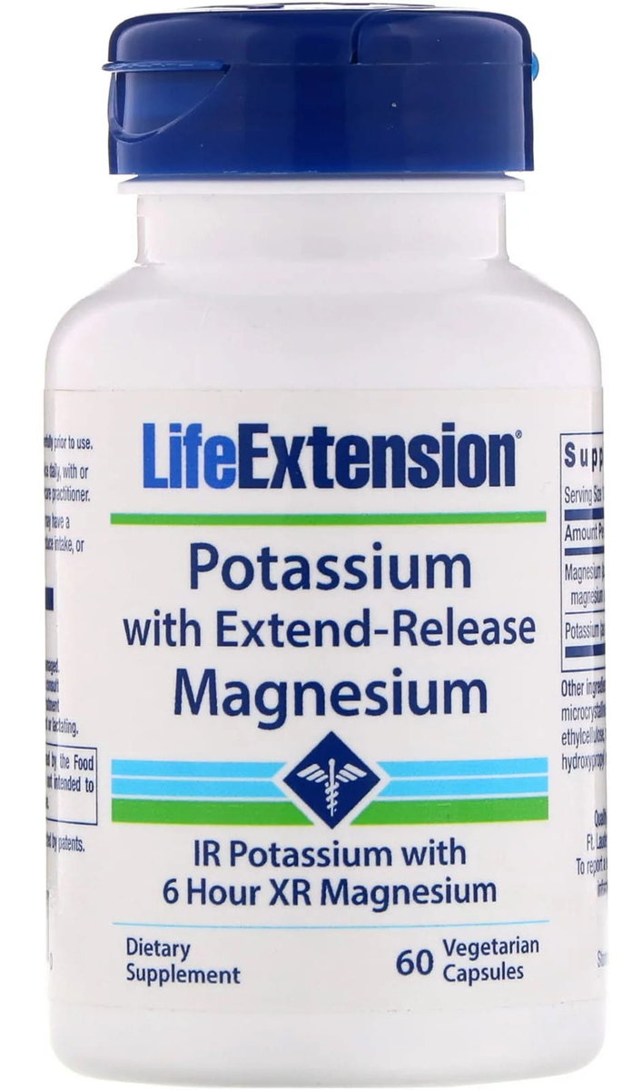 Life Extension Potas z magnezem o przedłużonym uwalnianiu 60 kapsułek wege, Life Extension BE5C-6095B