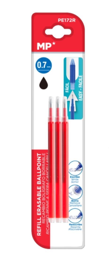 Zestaw Długopisów Ścieralnych Mp 3 Sztuki (Czerwony) Mp