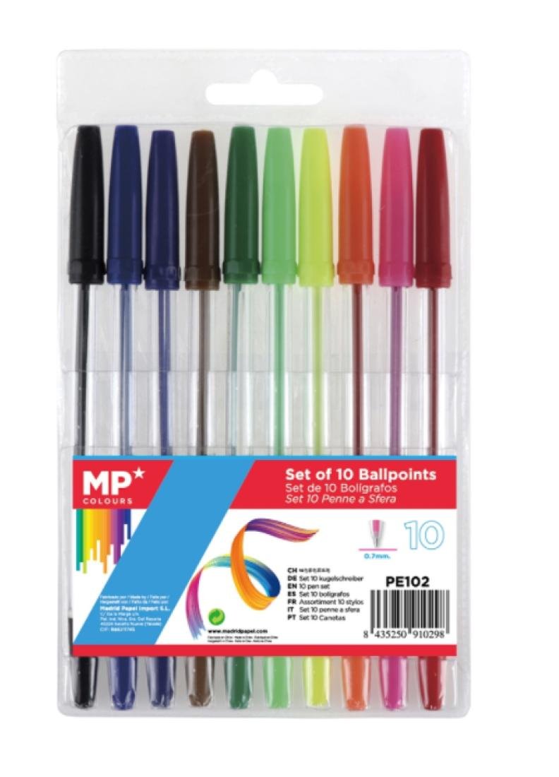 Zestaw Długopisów Mp (Kolorowy) 10 Sztuk Mp