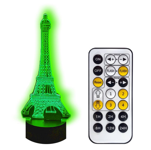 Wieża Eiffla Paryż - Lampka Nocna 3D Led Usb + Pilot Rgb