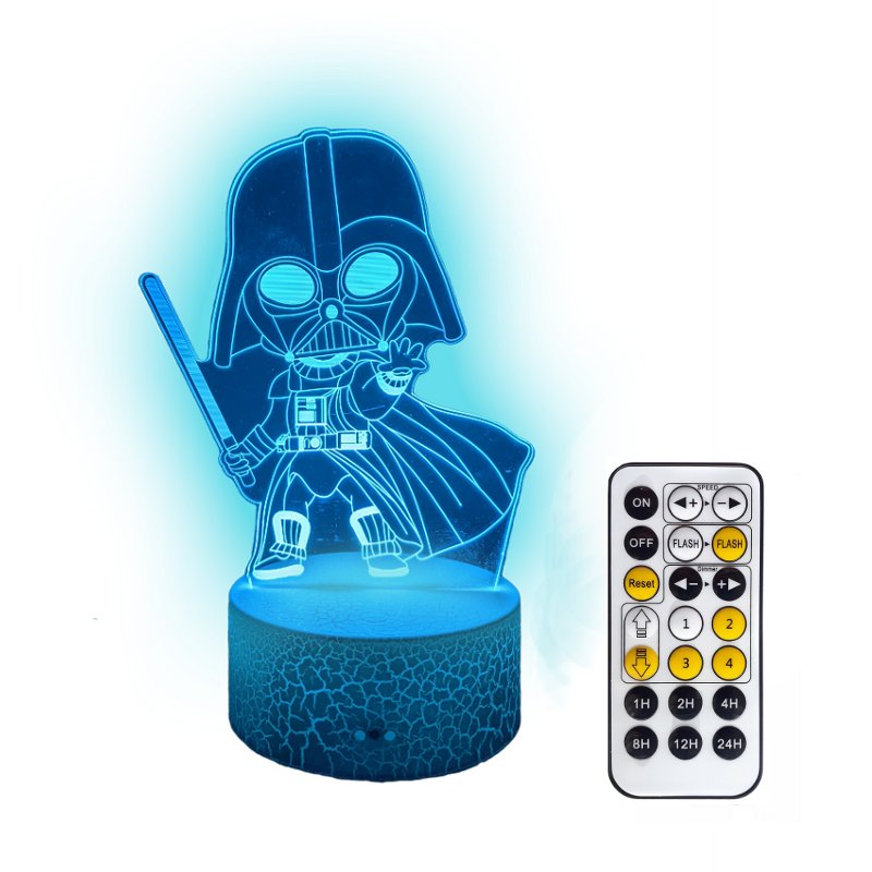 Star Wars Lord Vader Lampka Nocna 3D Led Kabel Usb + Pilot Rgb
