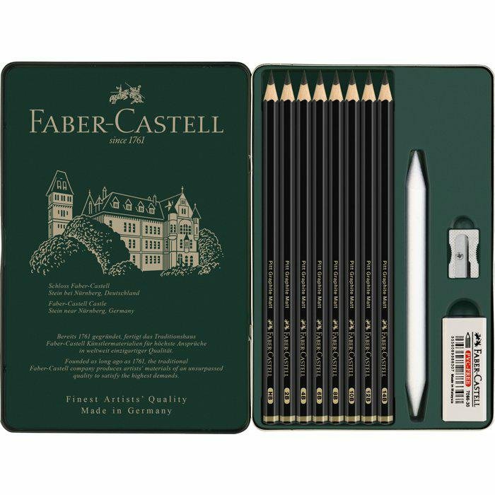 Ołówek artystyczny Pitt Graphite Matt 8szt. + akc. - Faber Castell