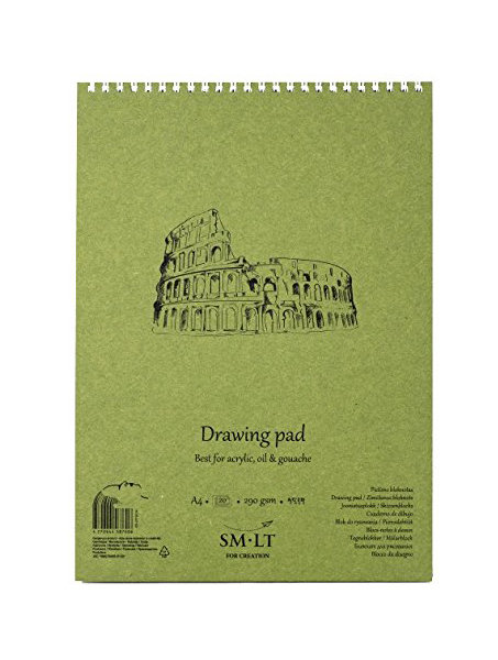 SM.LT EB-20ts OA Authentic Line A4 szkicownik, 290 GSM/naturalna biel szorstki naturalny, 20 arkuszy papieru, z perforacją, recyklingowej pokrywka, z podwójnym zamkiem spirala EB-20TS/OA