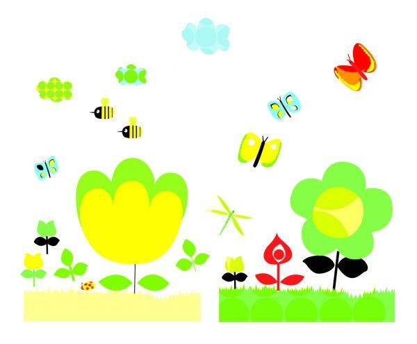 Żółte Kwiaty – Naklejki Ścienne Little Big Room By Djeco