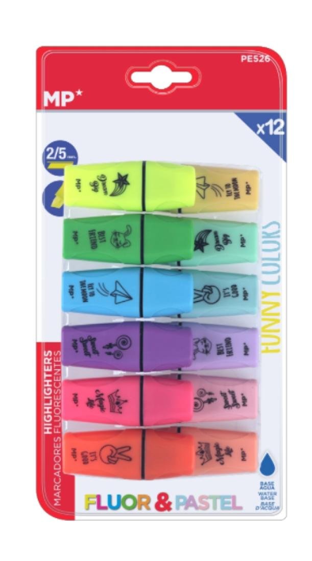 Zestaw Zakreślaczy Fluorescencyjnych 12 Sztuk (Kolorowy)