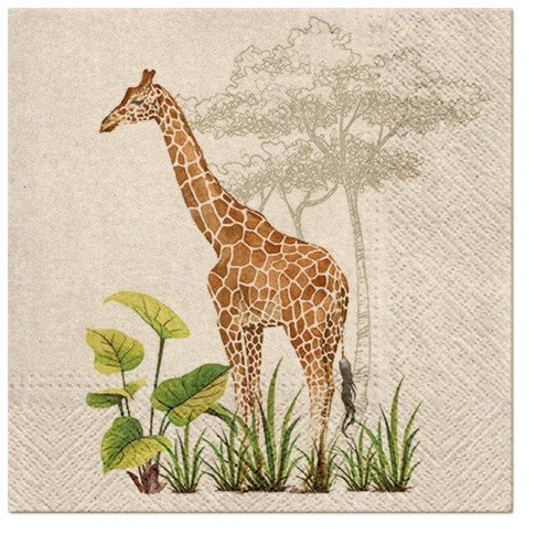 Paw Paw We Care Giraffe 20 Szt Beżowe Serwetki Papierowe Dekoracyjne Wh