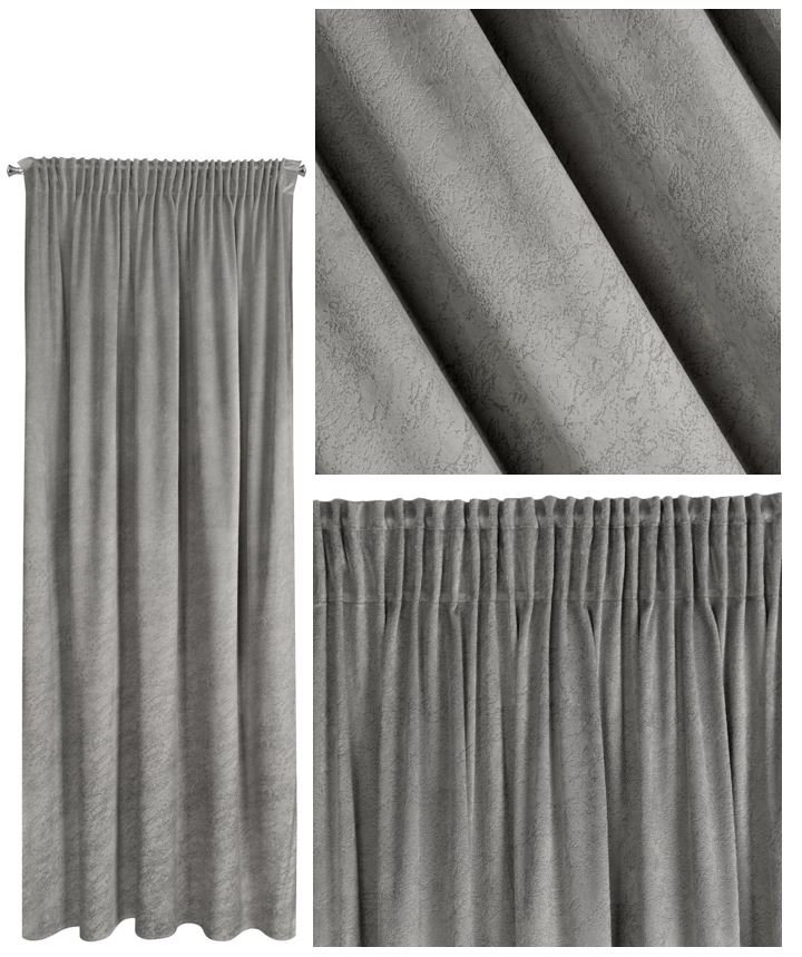Eurofirany Zasłona Riva popielata 140 x 270 cm na taśmie