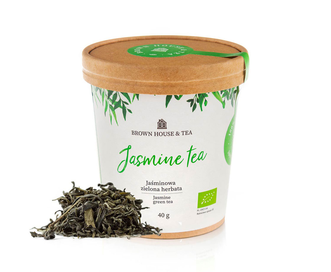 Brown House & Tea Jasmin Tea - zielona herbata aromatyzowana organicznymi kwiatami jaśminu, 40 g