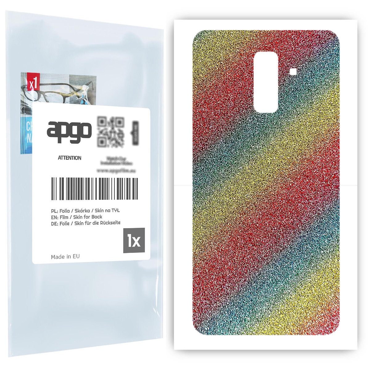 Folia naklejka skórka strukturalna na TYŁ do Samsung Galaxy A6+ (2018) -  Brokat Tęcza - apgo SKINS