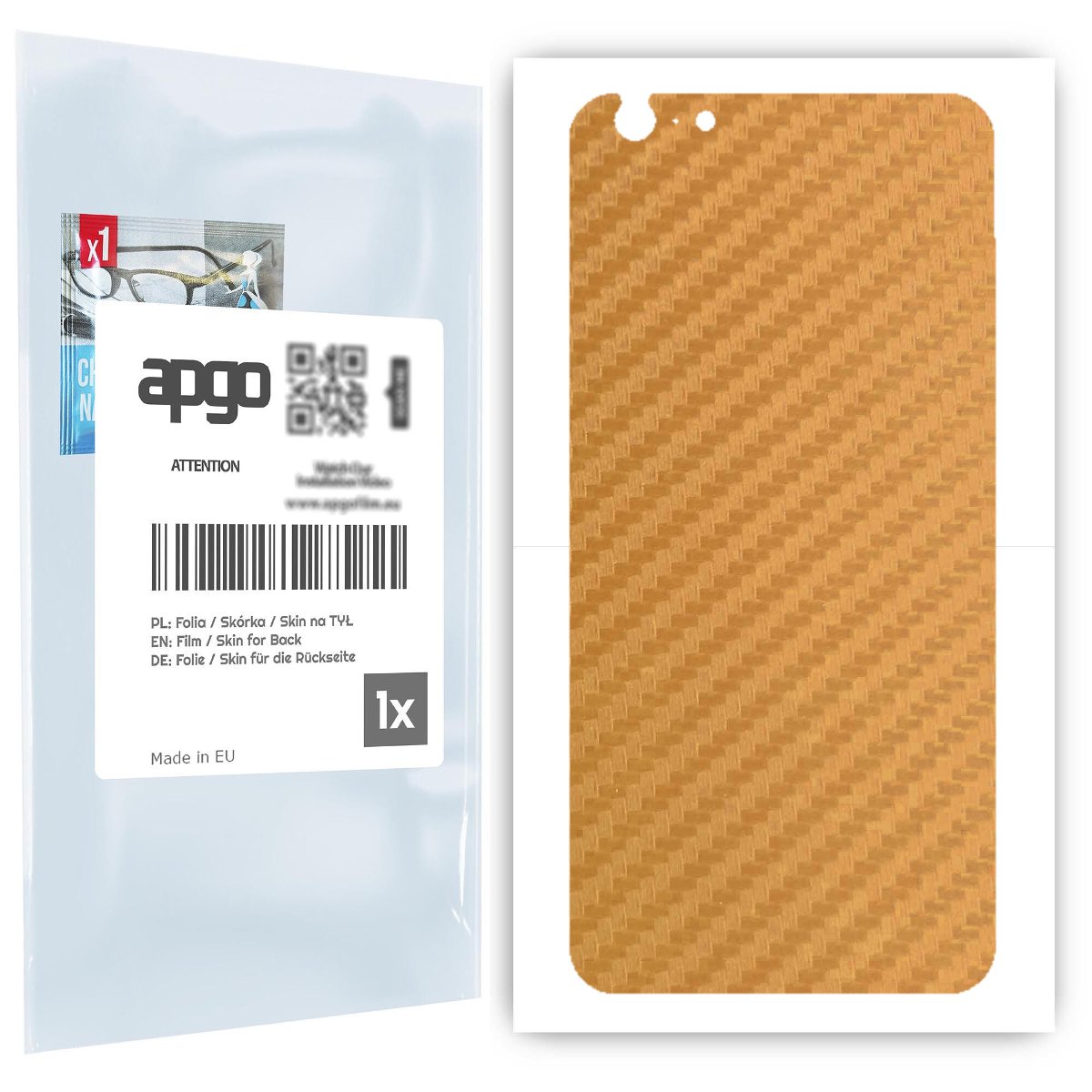 Folia naklejka skórka strukturalna na TYŁ do Apple iPhone 6s Plus -  Carbon Złoty - apgo SKINS