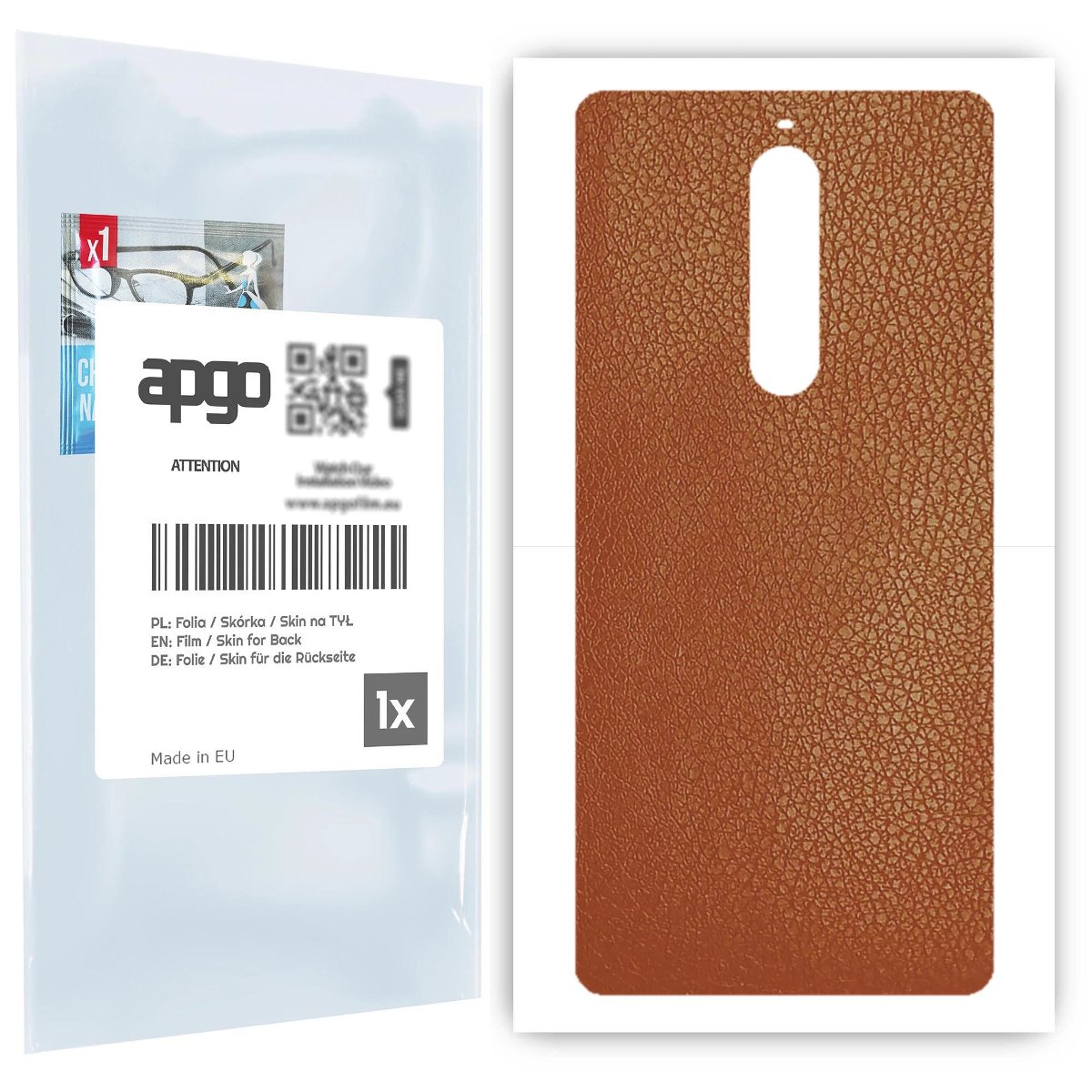 Folia naklejka skórka strukturalna na TYŁ do Nokia 5.1 -  Skóra Brązowa - apgo SKINS