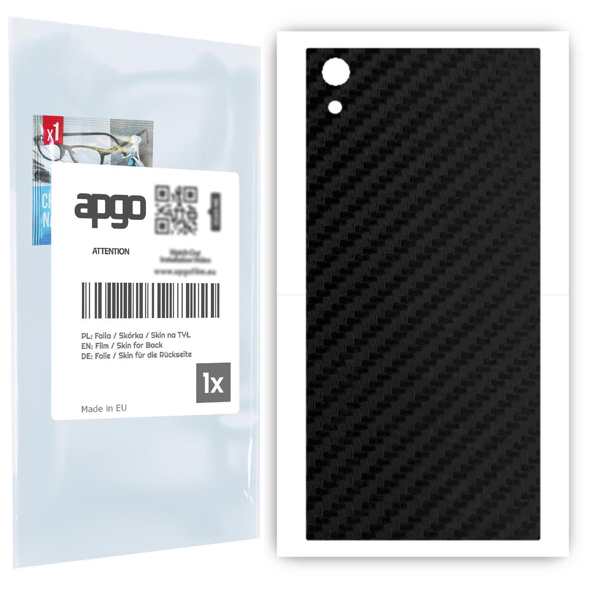 Folia naklejka skórka strukturalna na TYŁ do Sony Xperia XA1 Ultra -  Carbon Czarny - apgo SKINS
