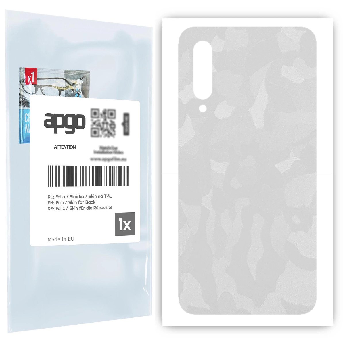 Folia naklejka skórka strukturalna na TYŁ do Xiaomi Mi 9 -  Moro | Camo Biały - apgo SKINS