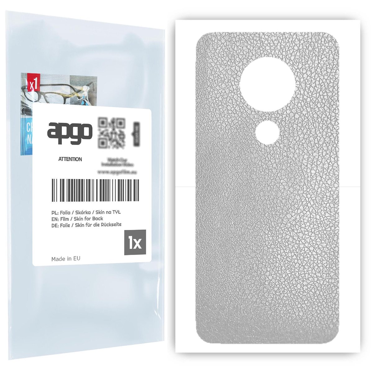 Folia naklejka skórka strukturalna na TYŁ do Nokia 7.2 -  Skóra Srebrna - apgo SKINS