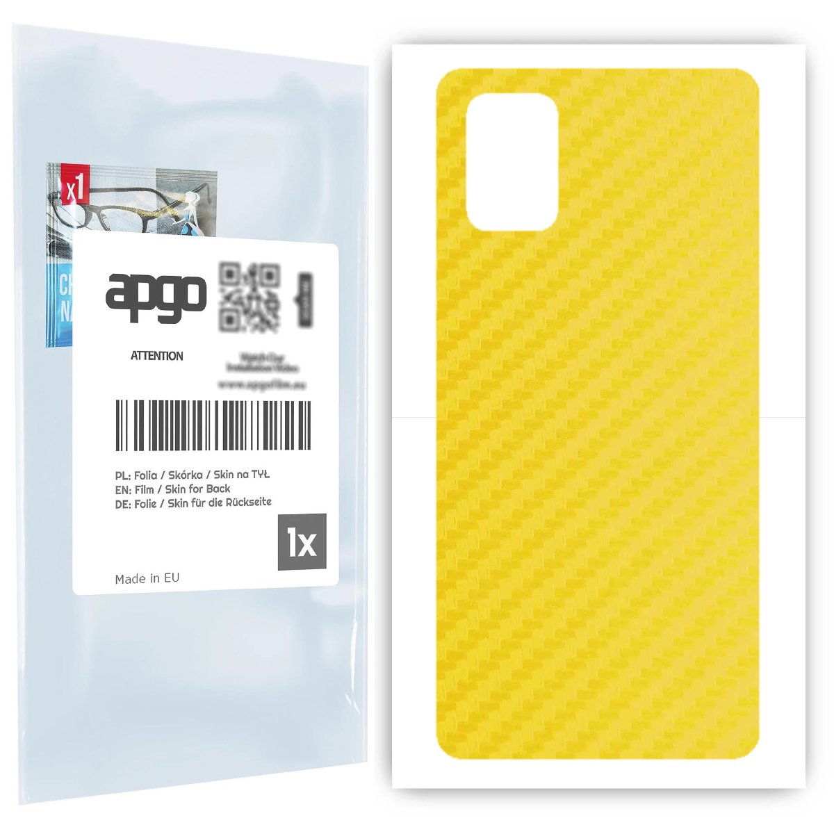 Folia naklejka skórka strukturalna na TYŁ do Samsung Galaxy A71 -  Carbon Żółty - apgo SKINS