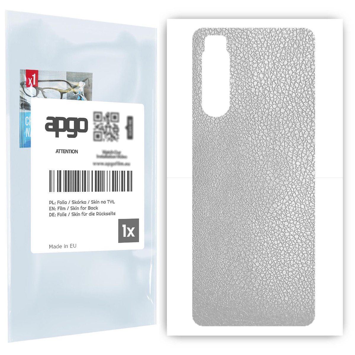 Folia naklejka skórka strukturalna na TYŁ do Sony Xperia 5 II -  Skóra Srebrna - apgo SKINS
