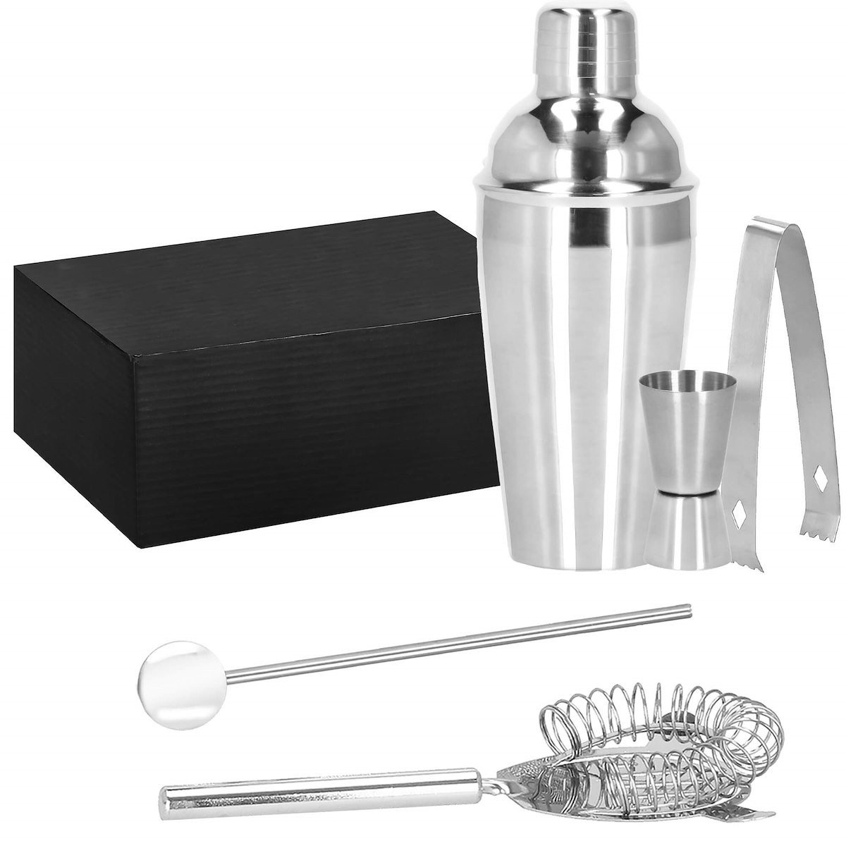 Springos Zestaw barmański 5 elementów do drinków shaker 550 ml stal nierdzewna srebrny KI0020