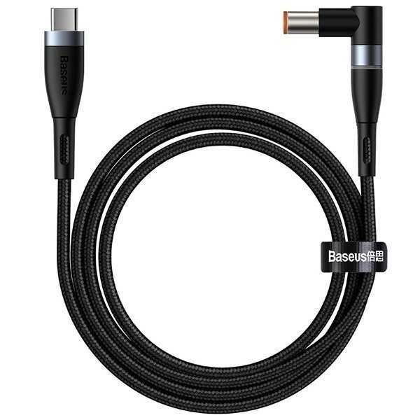 Baseus Kabel magnetyczny Zinc Magnetic USB-C do wtyk DC 7,9x5,5mm 100W PD 2m kątowy czarny) CATXC-Y01