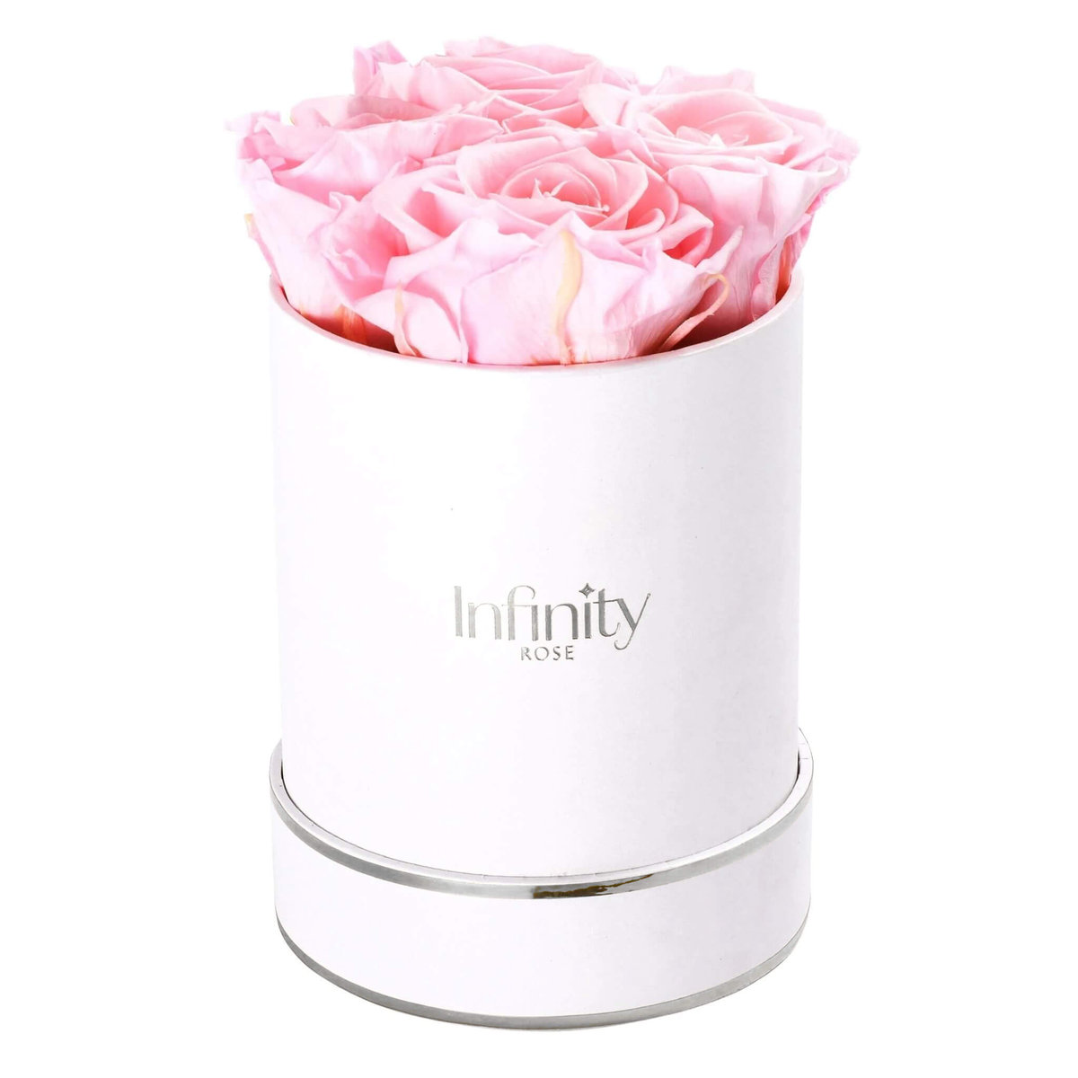 Jasnoróżowe Stabilizowane Wieczne Róże Średni Biały Flower Box Infinity Rose Silver Classic