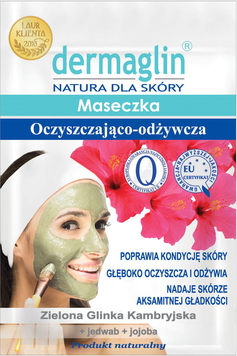 Dermaglin Maseczka oczyszczająco - odżywcza zielona glinka kambryjska + jedwab + jojoba oil