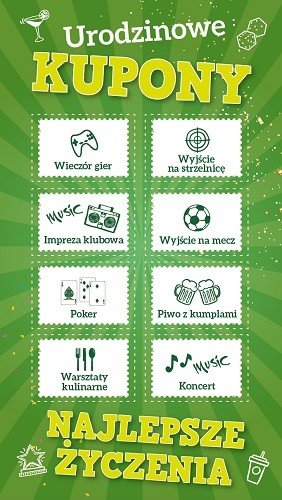 Kartka na urodziny dla chłopaka z kuponami  GIFTB-40