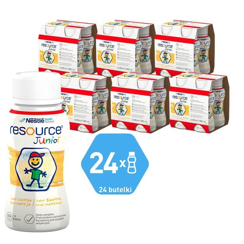 RESOURCE Junior płyn WANILIA ZESTAW 24x200ml